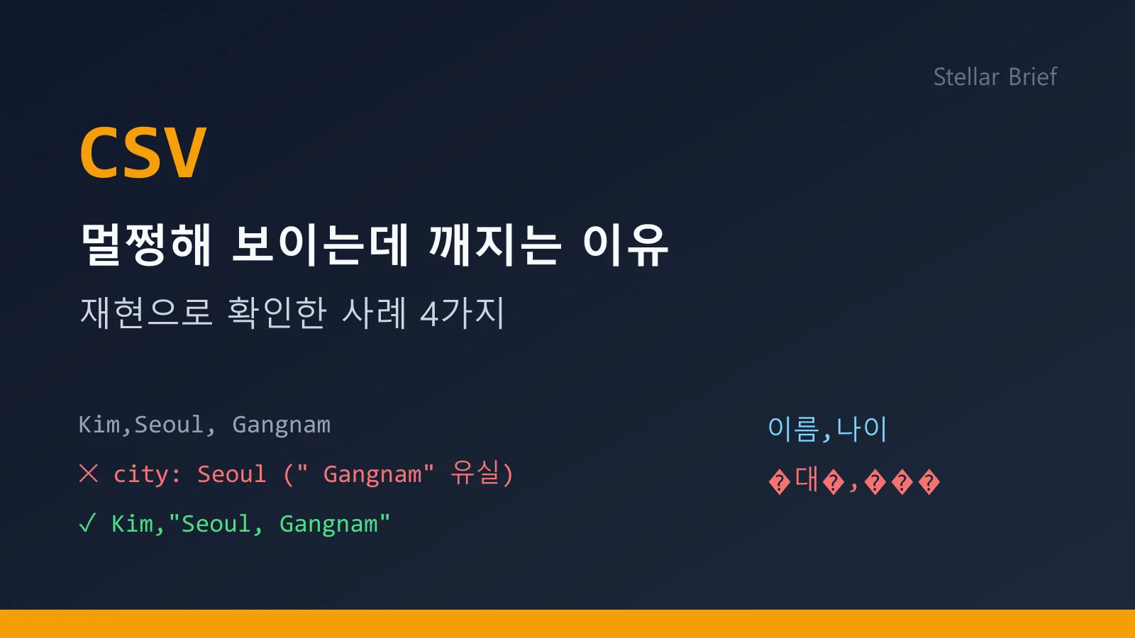멀쩡해 보이는 CSV가 깨지는 이유 — 재현으로 확인한 사례 4가지